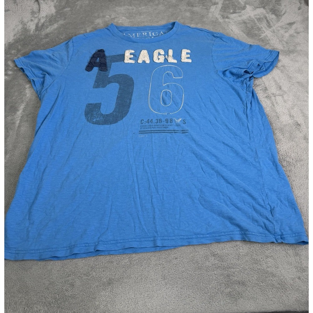 Vintage Y2K American Eagle Short Sleeve T Shirt Men's Size 2XL Blue